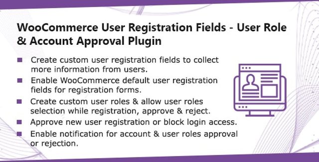 WooCommerce user registration plugin interface showing custom fields and role selection
