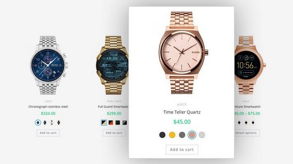 WooCommerce Variation Swatches Pro plugin interface showing visual color, button, and image swatches for product variations