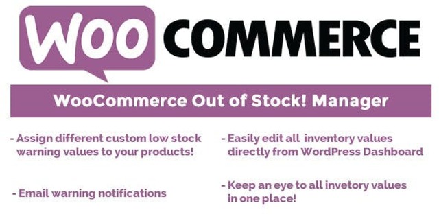 WooCommerce Low Stock Manager WordPress plugin dashboard showing custom stock threshold settings and low-stock alert configuration