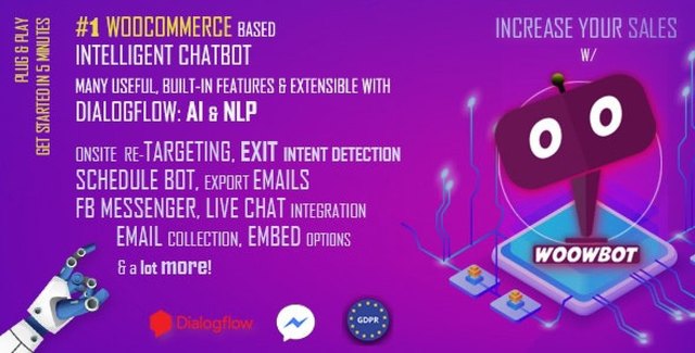 WoowBot Pro MAX chat widget open on a WooCommerce product page showing product search results and add to cart button