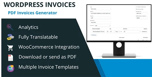 WordPress invoice generator plugin with WooCommerce integration and Stripe payment tracking