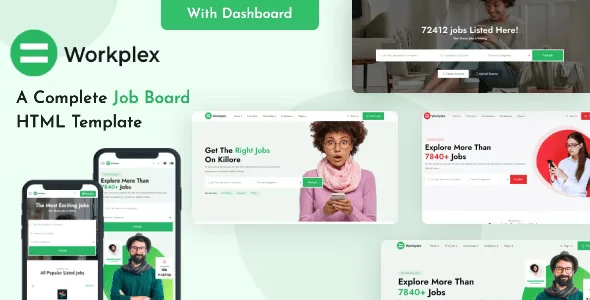 Workplex job board HTML template homepage layout preview