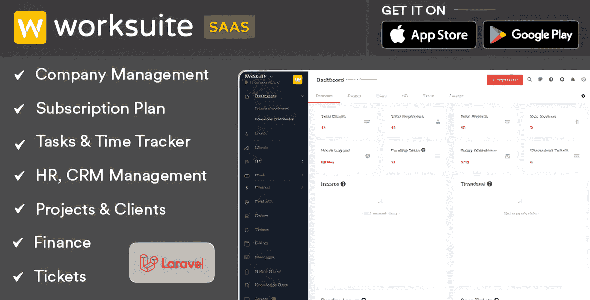 Worksuite SAAS project management PHP script dashboard interface