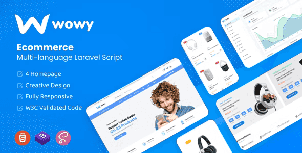 Wowy multi-language Laravel e-commerce script storefront and admin panel