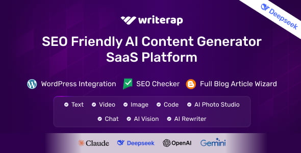 Writerap AI content generator SaaS application interface