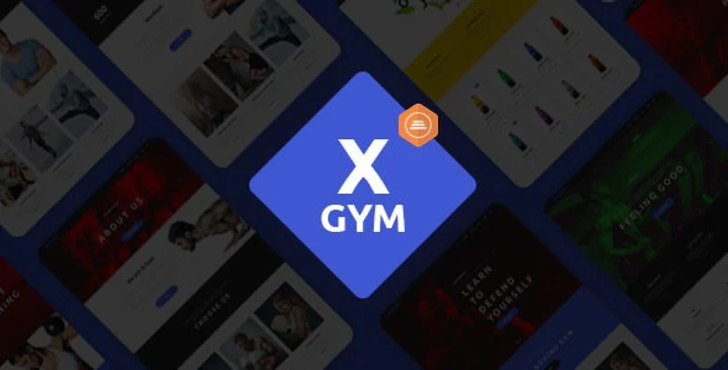 X-Gym fitness WordPress theme homepage demo preview showing gym website design