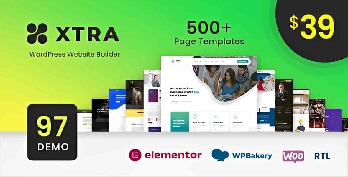 XTRA multipurpose WordPress theme with drag and drop builder and RTL support