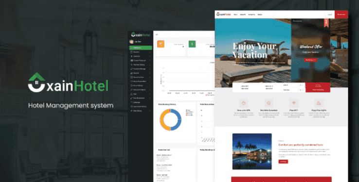 Xain PHP hotel management system web application with administration panel for monitoring daily operations