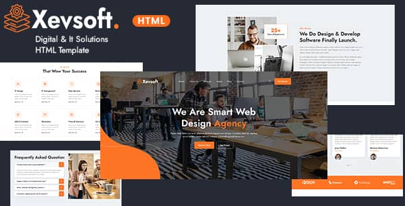 Xevsoft digital and IT solutions HTML template homepage preview