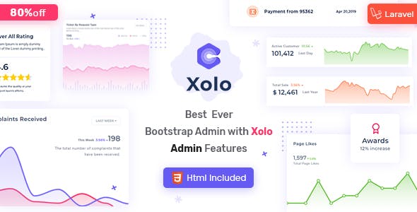 Xolo Bootstrap 5 Laravel admin template with responsive dashboard interface
