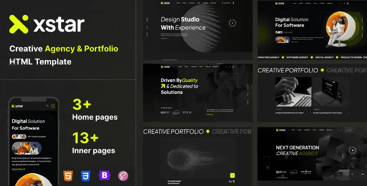 Xstar creative agency and portfolio HTML template preview