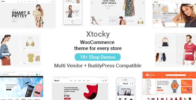 Xtocky WooCommerce responsive WordPress theme demo showcasing multi-vendor marketplace layout
