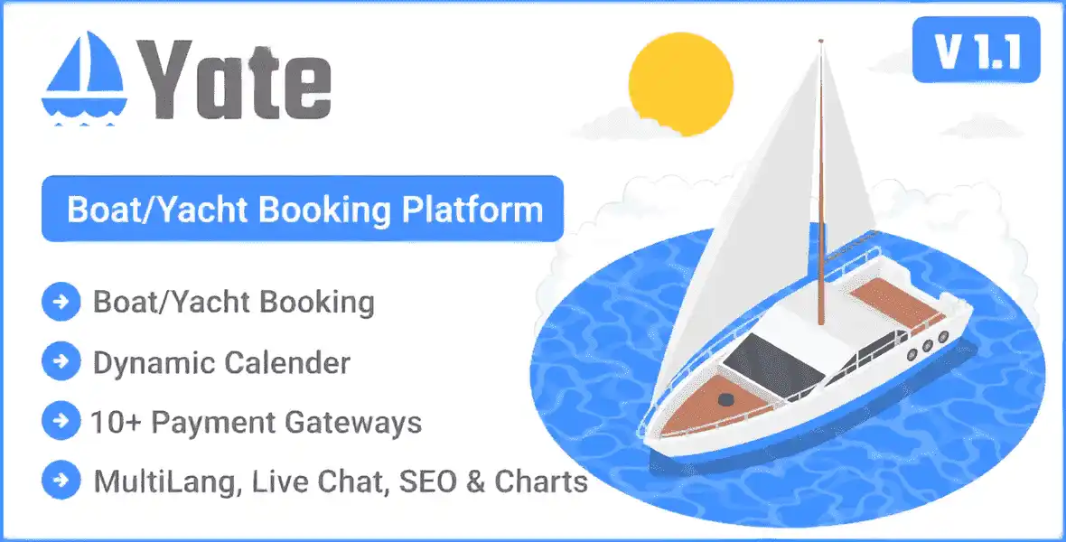 Yate boat booking PHP script dashboard for yacht rental platform