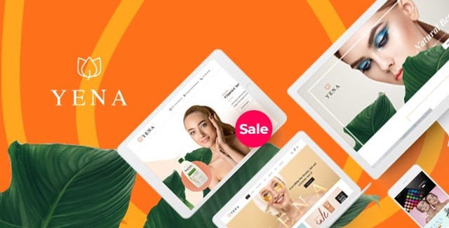 Yena beauty and cosmetics WooCommerce WordPress theme preview with Elementor page builder