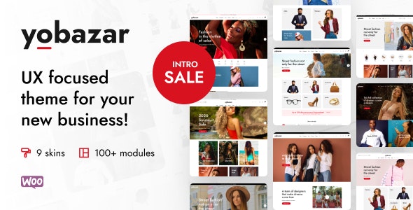 Yobazar Elementor WooCommerce WordPress theme homepage layout preview