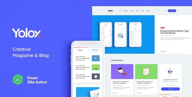 Yolox WordPress blog theme modern layout preview for startups and business websites