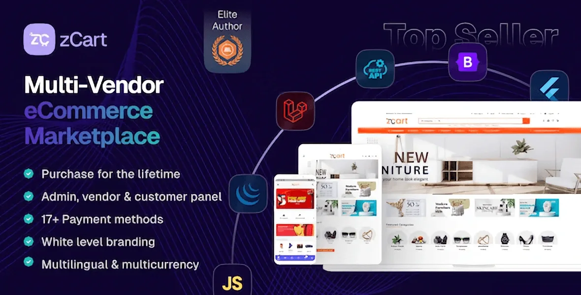 ZCart multi-vendor marketplace PHP script dashboard interface