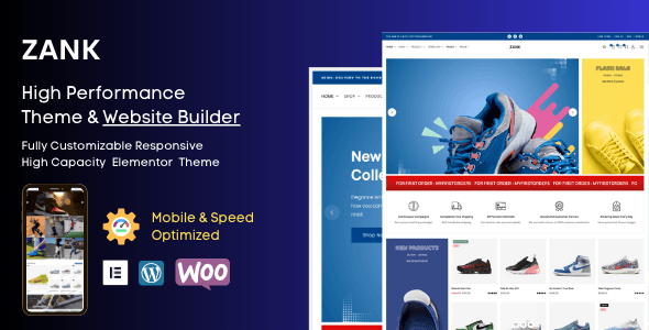 Zank Elementor WooCommerce theme showcasing a modern responsive online store layout