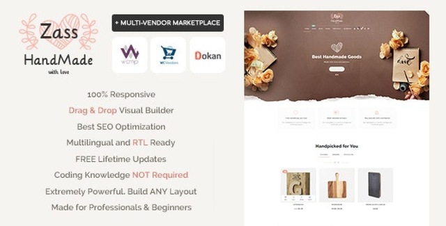 Zass WooCommerce theme for artists and artisans showing online store and portfolio layout