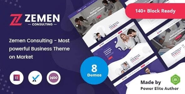 Zemen consulting business WordPress theme with Elementor PRO and RTL support