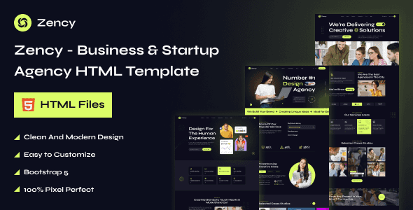 Zency business agency HTML template homepage design