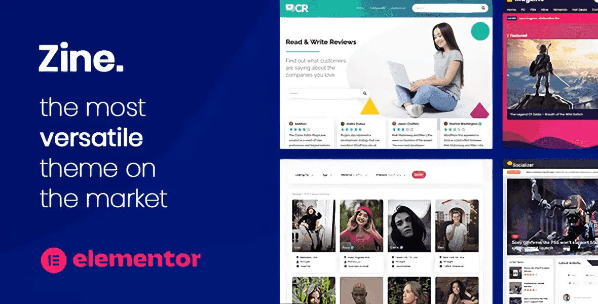 Zine corporate WordPress theme for Elementor design preview