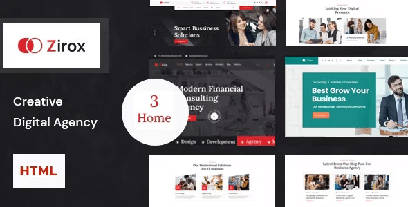 Zirox creative digital agency Bootstrap HTML template preview