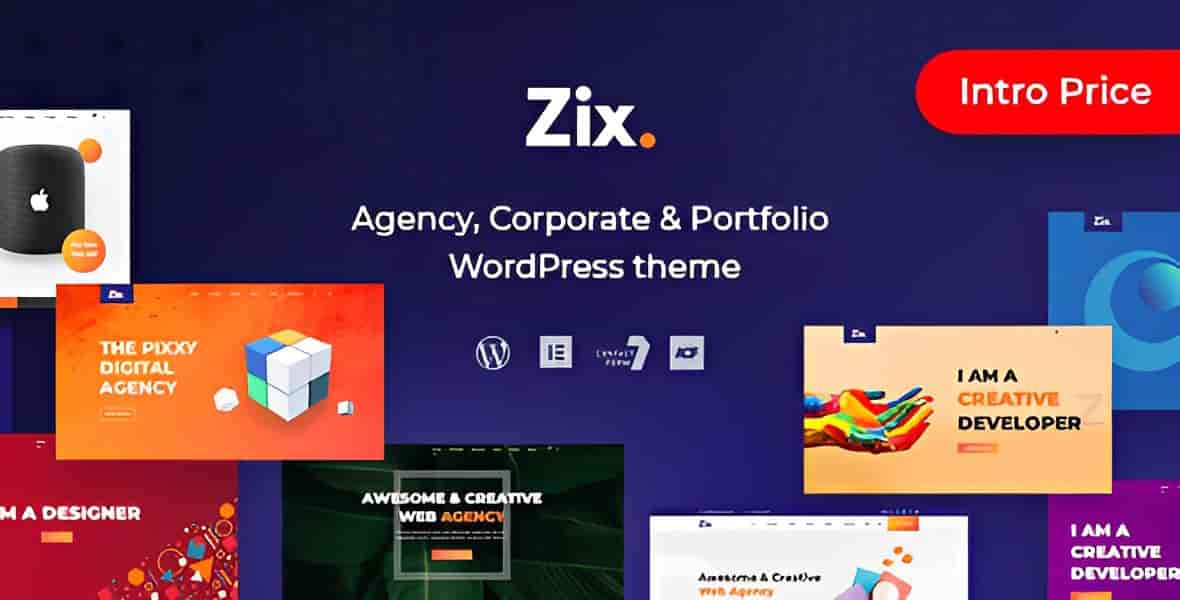 Zix digital agency WordPress theme featuring a modern creative layout for agencies and portfolios