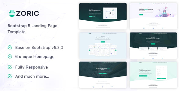 Zoric responsive HTML5 landing page template preview