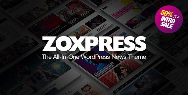ZoxPress WordPress news theme homepage layout with featured articles and navigation