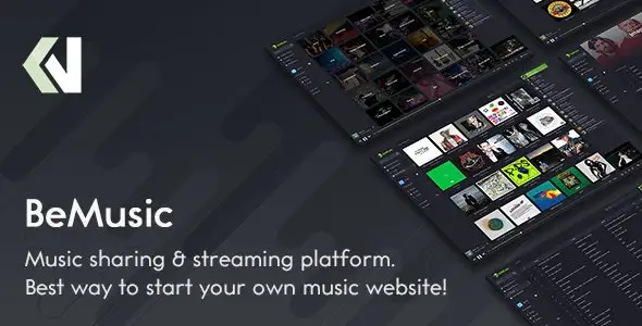 BeMusic music streaming PHP script dashboard showing artist profiles and playback interface