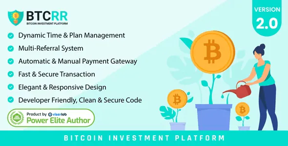 BtcRR Bitcoin investment platform PHP script dashboard interface