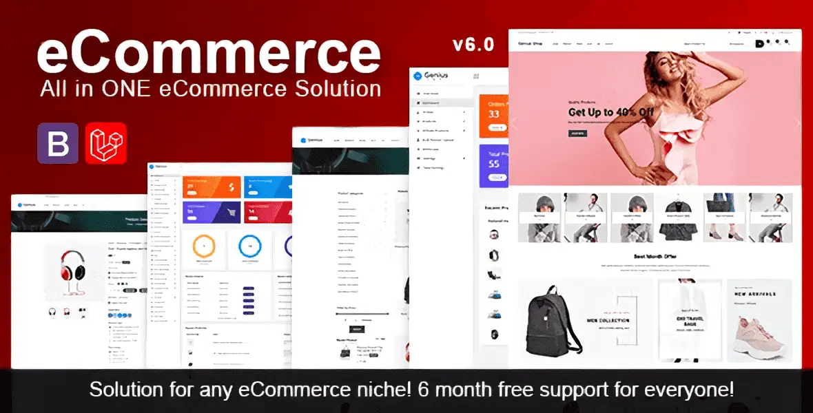 PHP e-commerce script dashboard showing multi-product online store management