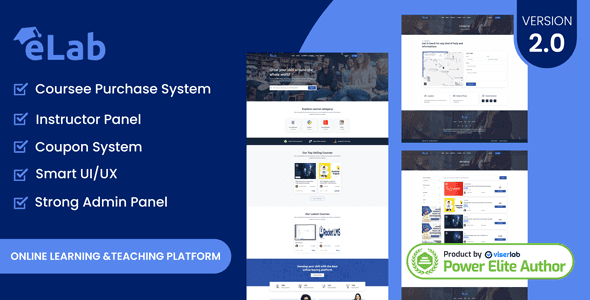 ELab online course marketplace script dashboard - Laravel LMS platform