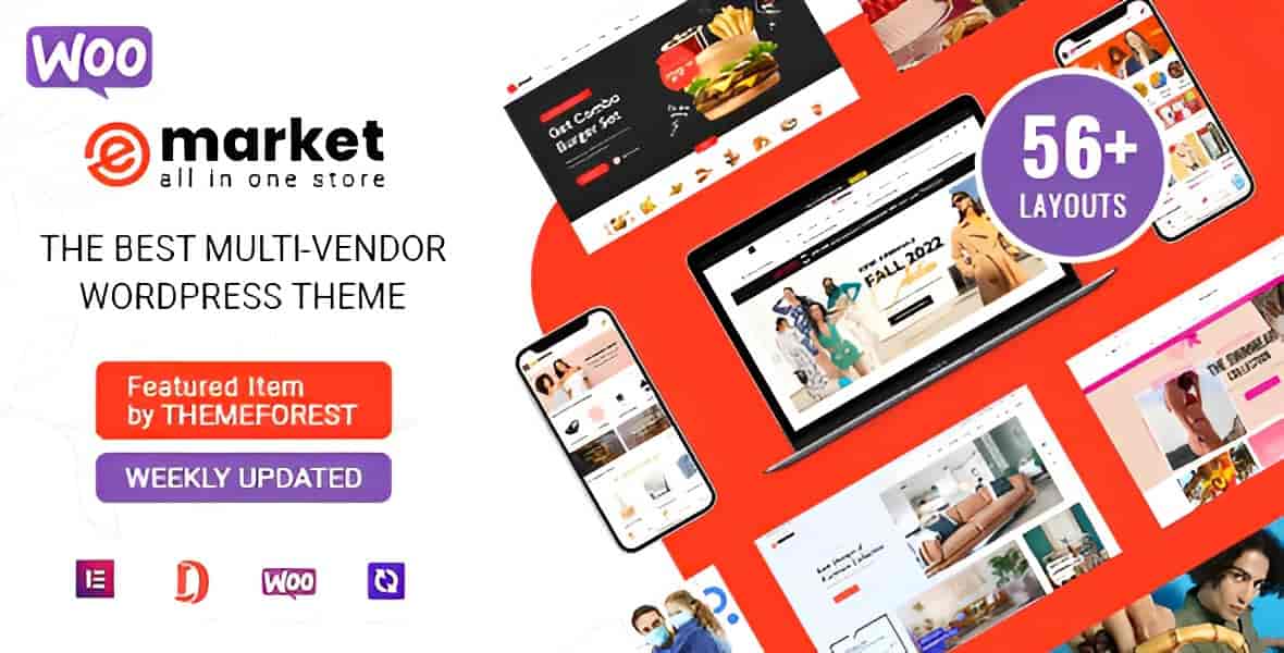 EMarket multi-vendor marketplace WordPress theme homepage demo