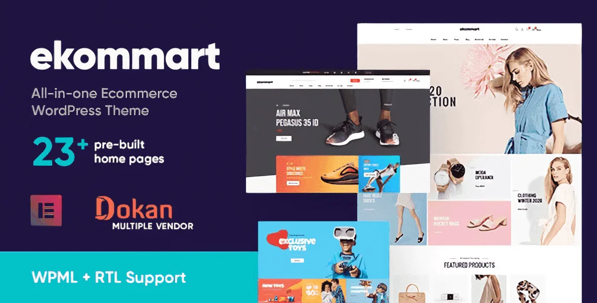 Ekommart all-in-one WooCommerce WordPress theme for Elementor with 20+ homepage demos