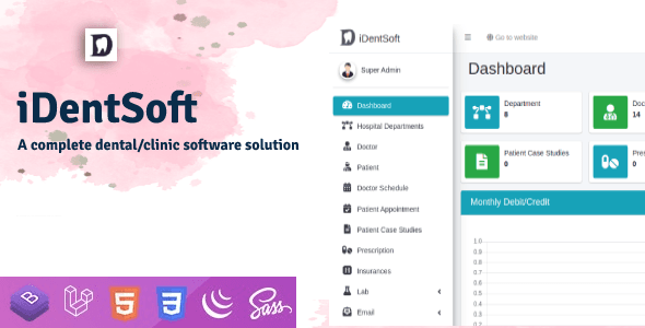 IDentSoft dental clinic management software admin dashboard interface