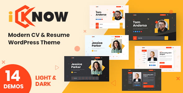 IKnow personal portfolio WordPress theme with minimalist creative design for professional sites