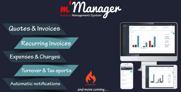 M'Manager invoice management system PHP script dashboard interface