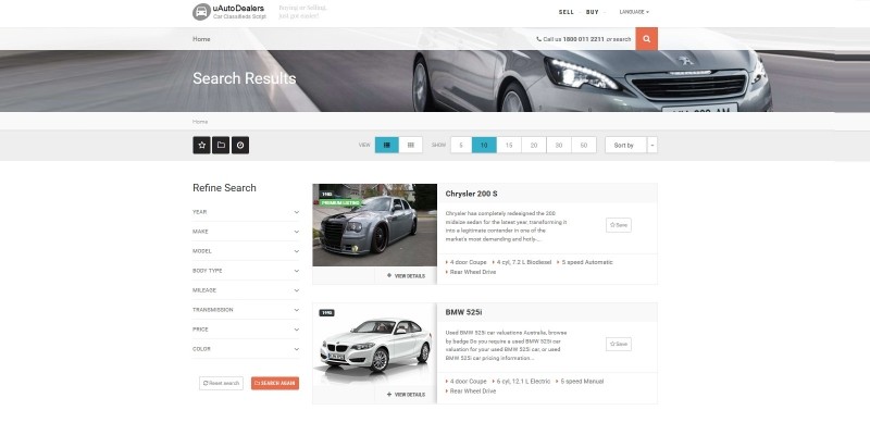 UAutoDealers auto classifieds script dashboard for car dealers
