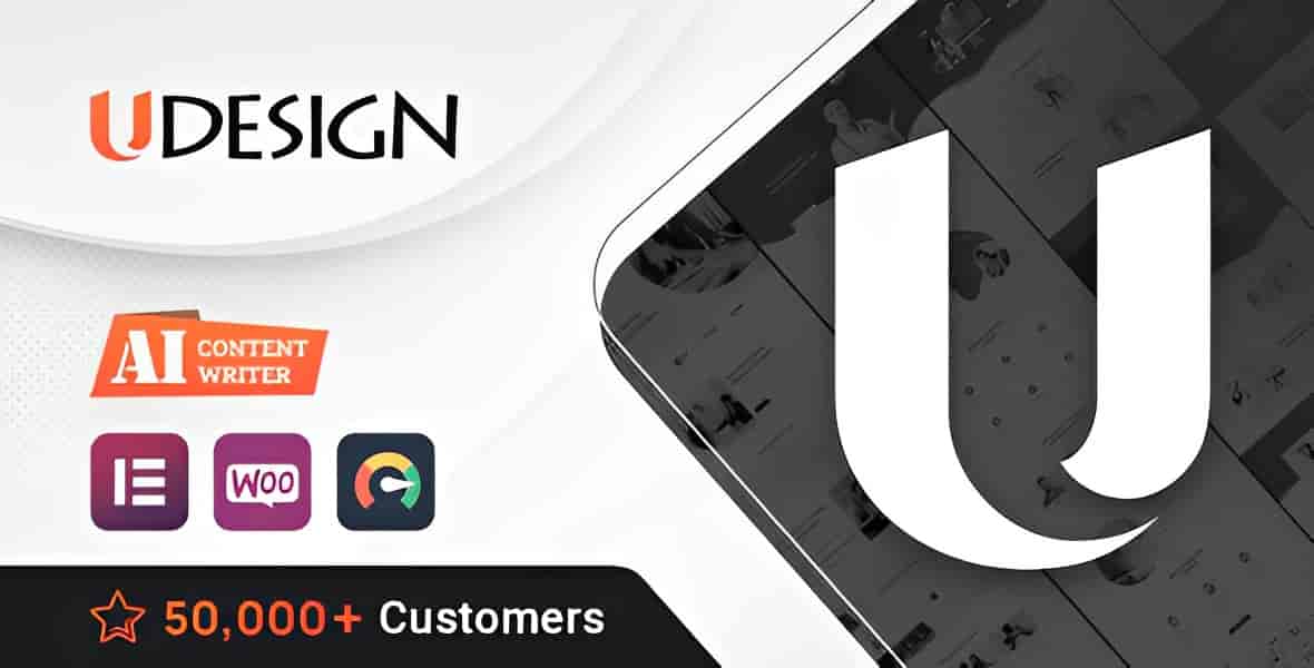UDesign responsive WordPress theme demo showing a professional corporate website layout