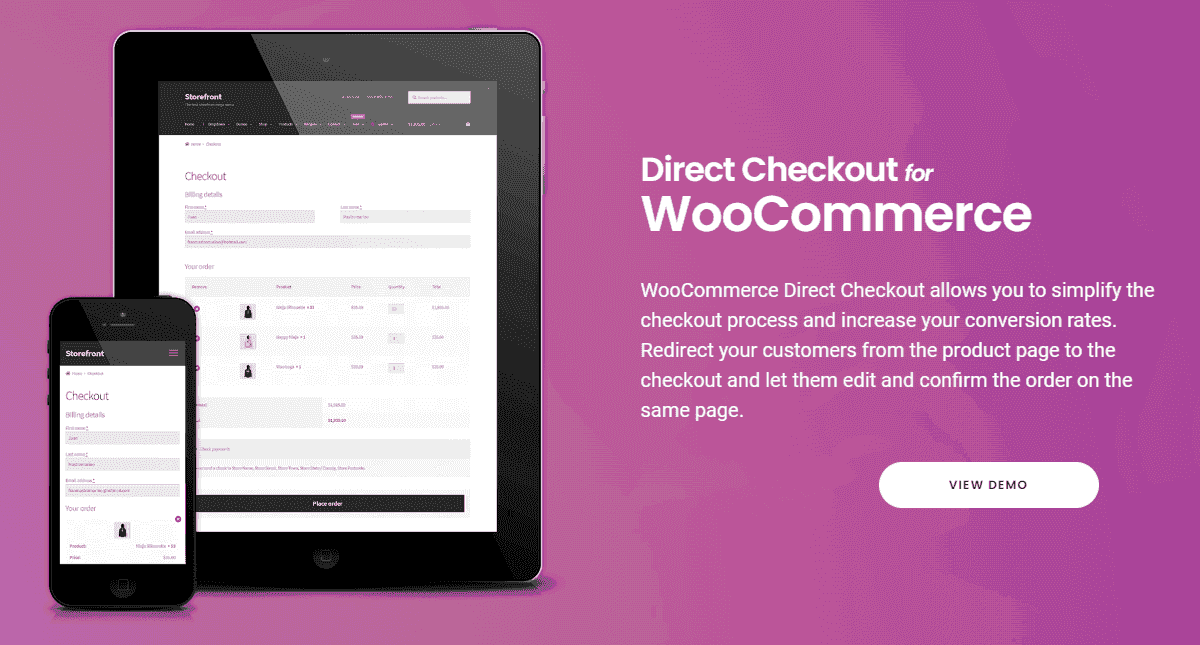 WooCommerce Direct Checkout PRO plugin interface showing direct checkout redirect settings