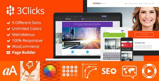 3Clicks responsive multi-purpose WordPress theme preview
