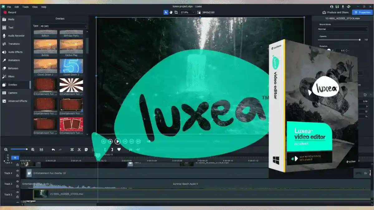 ACDSee Luxea Pro Video Editor software interface for Windows video editing and screen recording