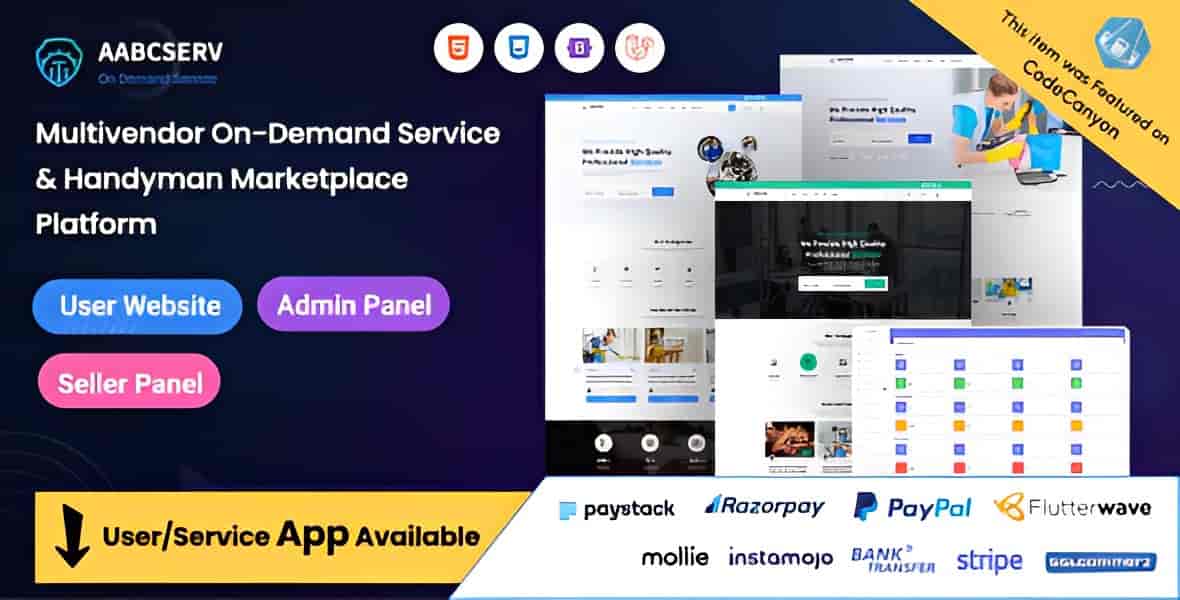 Aabcserv multivendor on-demand service marketplace platform PHP script dashboard