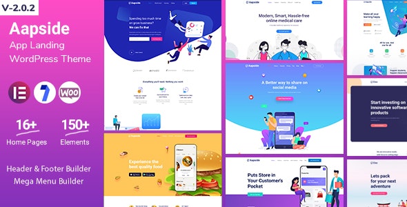 Aapside app landing WordPress theme preview