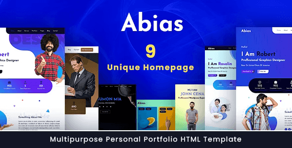 Abias Bootstrap 5 portfolio HTML template with multiple responsive demo layouts