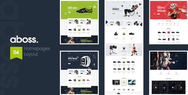 Aboss gym WordPress theme homepage showcasing fitness website layout with Elementor Pro design
