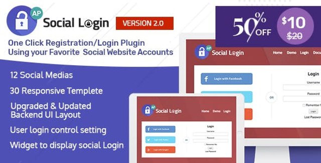 AccessPress Social Login WordPress plugin interface showing social media login options