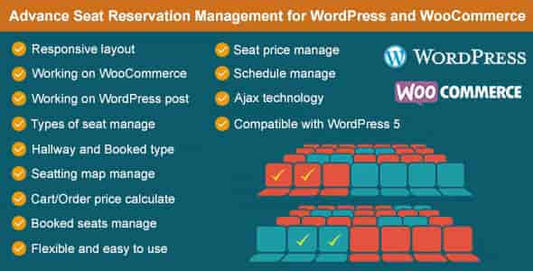 WooCommerce seat reservation management interface showing visual seat map selection